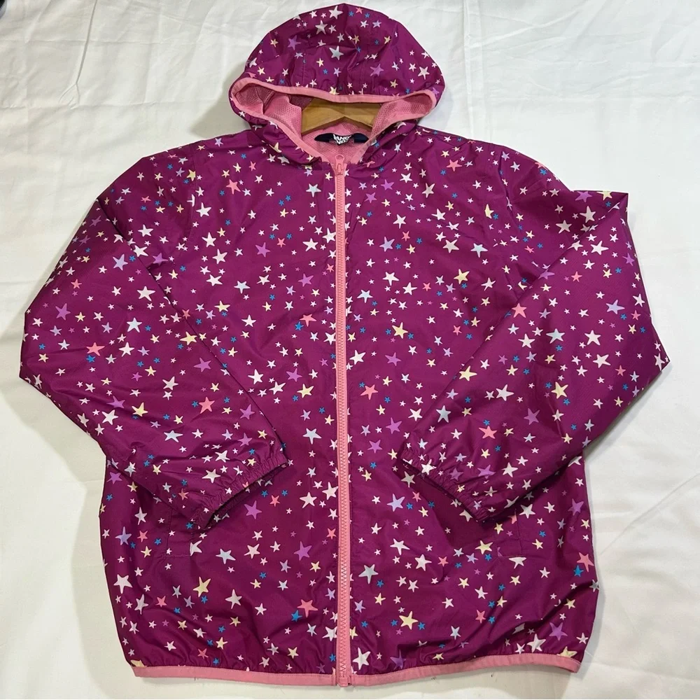Lands' End Girls Waterproof Hooded Packable Rain Jacket XL 14/16